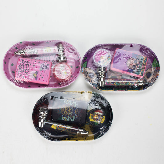 ZMetal Pipe & Lighter Gift Set – Includes Zippo-Style Lighter, Grinder & Tray